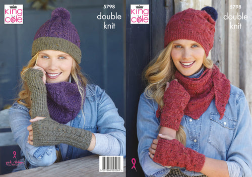 King Cole Double Knitting Pattern - Ladies Winter Accessories (5798)