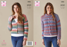 Load image into Gallery viewer, King Cole Aran Knitting Pattern - Ladies Sweater &amp; Cardigan (5806)