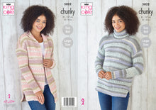 Load image into Gallery viewer, King Cole Chunky Knitting Pattern - Ladies Sweater &amp; Cardigan (5822)