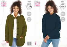 Load image into Gallery viewer, King Cole Super Chunky Knitting Pattern - Ladies Sweater &amp; Jacket (5828)