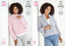 Load image into Gallery viewer, King Cole Super Chunky Knitting Pattern - Ladies Sweater &amp; Jacket (5829)