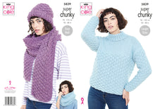 Load image into Gallery viewer, King Cole Super Chunky Knitting Pattern - Ladies Sweater &amp; Accessories (5839)