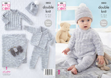 Load image into Gallery viewer, King Cole DK Knitting Pattern - Baby Jacket Sweater Leggings &amp; Blanket (5853)