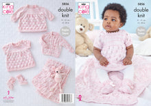 Load image into Gallery viewer, King Cole DK Knitting Pattern - Baby Dress Cardigan Blanket &amp; Bootees (5856)