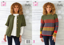 Load image into Gallery viewer, King Cole Chunky Knitting Pattern - Ladies Sweater &amp; Cardigan (5891)