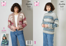 Load image into Gallery viewer, King Cole Double Knit Knitting Pattern - Ladies Cardigan Sweater &amp; Scarf (5899)