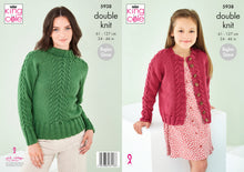 Load image into Gallery viewer, King Cole DK Knitting Pattern - Ladies &amp; Girls Sweater &amp; Cardigan (5938)