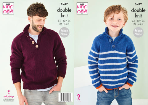 King Cole DK Knitting Pattern - Mens & Boys Sweaters (5939)