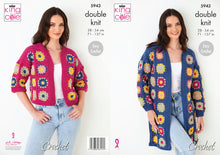 Load image into Gallery viewer, King Cole Double Knit Crochet Pattern - Ladies Flower Panel Cardigans (5943)