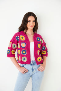 King Cole Double Knit Crochet Pattern - Ladies Flower Panel Cardigans (5943)