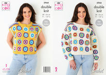 Load image into Gallery viewer, King Cole Double Knit Crochet Pattern - Ladies Flower Panel Jumper &amp; Top (5944)