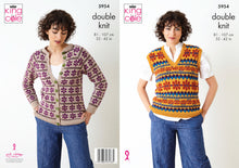 Load image into Gallery viewer, King Cole DK Knitting Pattern - Ladies Patterned Sweater &amp; Pullover (5954)