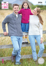 Load image into Gallery viewer, King Cole Aran Knitting Pattern - Family Cable Knit Sweaters (5956)