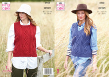 Load image into Gallery viewer, King Cole Aran Knitting Pattern - Ladies Tank Tops (5958)