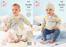 Load image into Gallery viewer, King Cole DK Knitting Pattern - Baby Sweater Cardigan Hat &amp; Blanket (5967)
