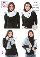 Load image into Gallery viewer, King Cole Super Yummy Knitting Pattern - Ladies Cowl &amp; Scarves (5976)