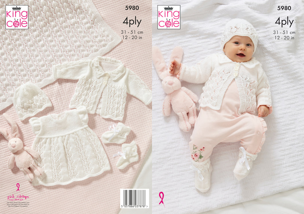 King Cole 4ply Knitting Pattern - Baby Set (5980)