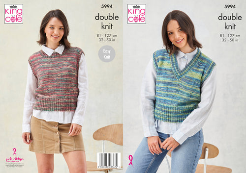 King Cole DK Knitting Pattern - Ladies Tank Tops (5994)