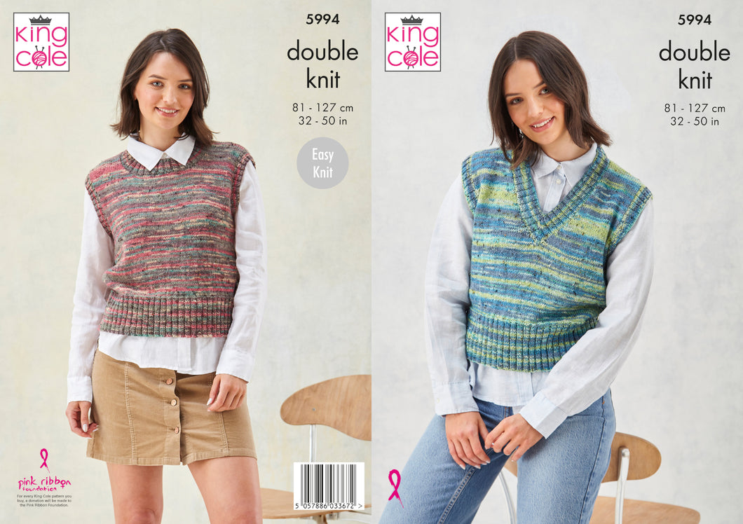 King Cole DK Knitting Pattern - Ladies Tank Tops (5994)