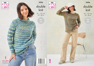 King Cole DK Knitting Pattern - Ladies Sweaters (5996)