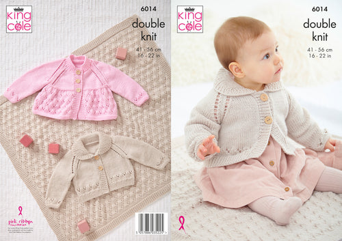 King Cole DK Knitting Pattern - Baby Jacket Cardigan & Blanket (6014)
