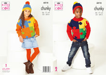 Load image into Gallery viewer, King Cole Chunky Knitting Pattern - Children&#39;s Jigsaw Sweater &amp; Hat (6018)
