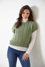 Load image into Gallery viewer, King Cole Aran Knitting Pattern - Womens Sleeveless Button Top &amp; Cable Top 6020