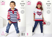 Load image into Gallery viewer, King Cole DK Knitting Pattern - Children&#39;s Sweater Hoodie &amp; Crown (6023)