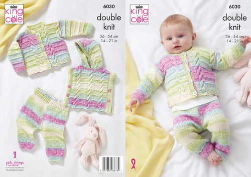 King Cole DK Knitting Pattern - Baby Hoody Cardigan & Leggings (6030)