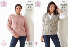 Load image into Gallery viewer, King Cole Double Knit Knitting Pattern - Ladies Slipover &amp; Sweater (6035)