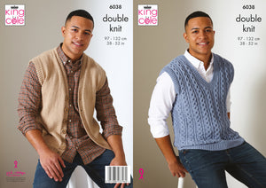 King Cole DK Knitting Pattern - Mens Sweater Vest & Waistcoat (6038)