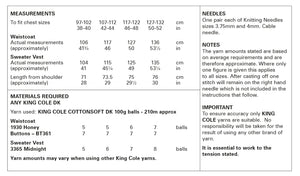 King Cole DK Knitting Pattern - Mens Sweater Vest & Waistcoat (6038)