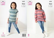 Load image into Gallery viewer, King Cole 4ply Knitting Pattern - Childrens Frill Neck Pullover &amp; Sweater (6040)