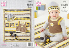 Load image into Gallery viewer, King Cole DK Crochet Pattern - Baby Tank Top Blanket Hat &amp; Booties (6043)