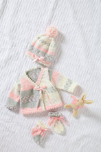 Load image into Gallery viewer, King Cole Aran Knitting Pattern - Baby Dress Cardigan Hat &amp; Socks (6046)