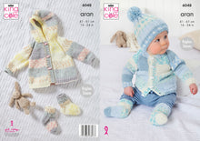 Load image into Gallery viewer, King Cole Aran Knitting Pattern - Baby Jacket Coat Hat &amp; Socks (6048)