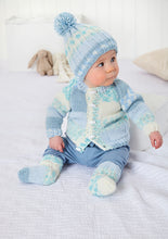 Load image into Gallery viewer, King Cole Aran Knitting Pattern - Baby Jacket Coat Hat &amp; Socks (6048)