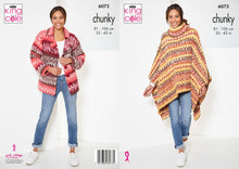 Load image into Gallery viewer, King Cole Chunky Knitting Pattern - Ladies Cardigan or Poncho (6073)