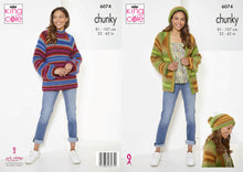 Load image into Gallery viewer, King Cole Chunky Knitting Pattern - Ladies Cardigan, Sweater and Hat (6074)