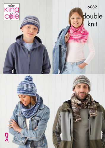 King Cole Double Knitting Pattern - Various Unisex Knitted Accessories (6082)