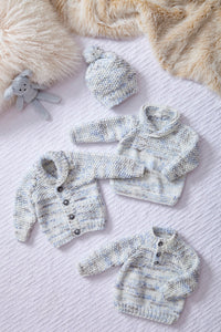 King Cole Chunky Knitting Pattern - Baby Jacket, Sweater & Hat (6083)
