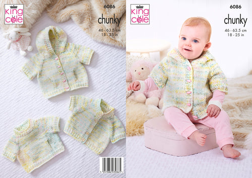 King Cole Knitting Pattern - Chunky Baby Tops In Various Styles 6086