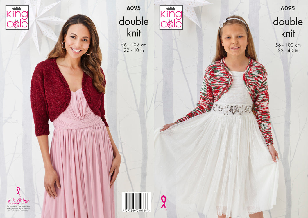 King Cole DK Knitting Pattern - Ladies & Girls Bolero (6095)