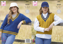 Load image into Gallery viewer, King Cole Aran Knitting Pattern - Ladies Sweater &amp; Tank Top (6097)
