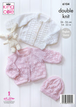 Load image into Gallery viewer, King Cole Double Knit Knitting Pattern - Jacket, Top, Cardigan &amp; Hat (6104)