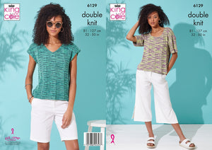 King Cole Double Knitting Pattern - Ladies Tops (6129)