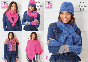 King Cole Double Knitting Pattern – Womens Accessories (6134)
