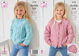 King Cole Knitting Pattern - Kids Sweater & Cardigan (6154)