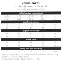 Load image into Gallery viewer, Wendy Aran Knitting Pattern - Unisex Cable Knit Cardigan (6156)