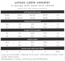 Load image into Gallery viewer, Wendy Aran Knitting Pattern - Unisex Cable Knit Sweater (6179)